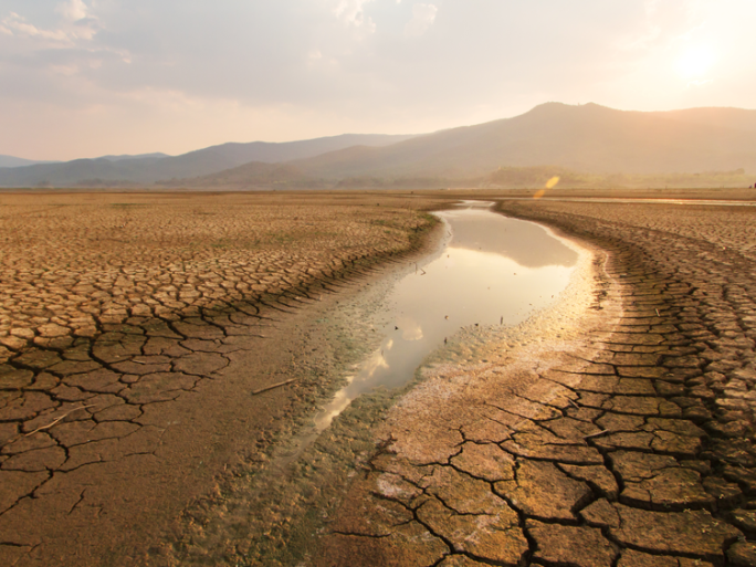 Dried lake and river.