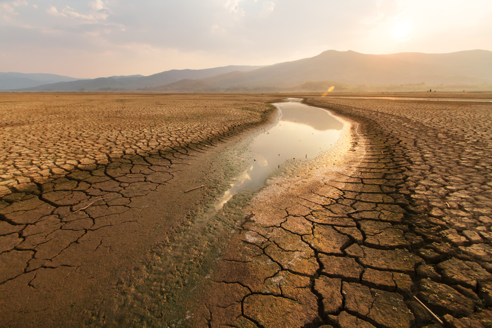 Dried lake and river.