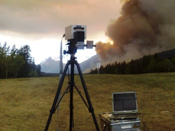 Open path FTIR instrument targeting a large plume in Canada.