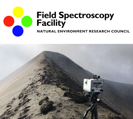 FSF equipment monitoring a volcano with FSF logo above
