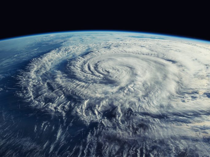 Large storm cloud from a view looking at Earth